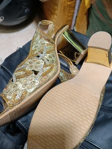 Elegant Embellished Gold Heels