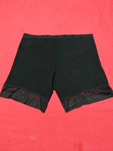 Black Lace Trim High-Waist Shorts