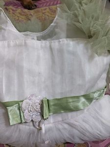 Elegant White &amp; Green Gown