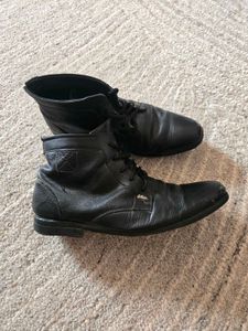 Lee Cooper Men's Black Leather High-Top Boots