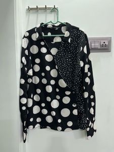 Chic Polka Dot Button-Up Blouse