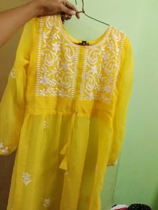 Yellow Embroidered Kurti/Top