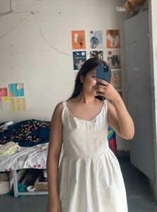 Cream Sleeveless Midi Dress