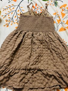 Brown Textured Mini Dress