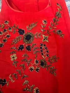 Red And Blue Sharara Set