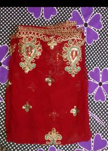 Elegant Red Embroidered dupatta
