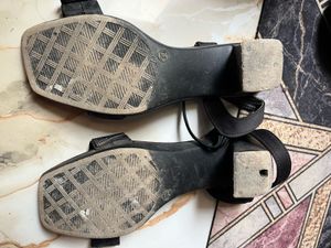 Sparkling Black Block Heel Sandals