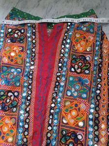Boho Embroidered Mirror Work Ethnic Skirt