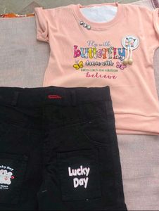 Cute Butterfly Top &amp; Black Shorts Set