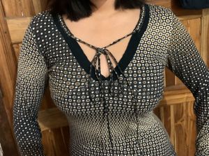 Chic Patterned Long Sleeve Dress