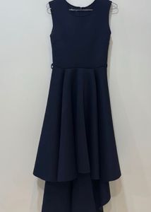 Elegant Navy Blue High-Low Dress