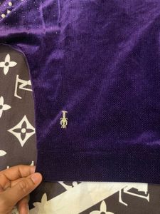 Purple Velvet Embellished Top