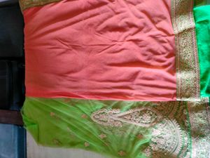 Beautiful Orange &amp; Green Saree