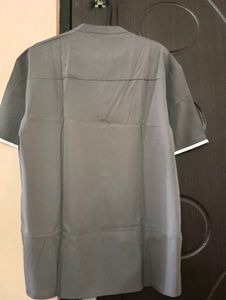 Men's Grey Mandarin Collar Shirt