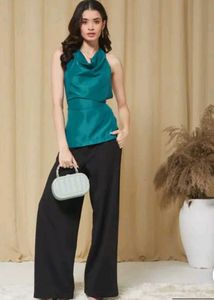Shein Sleeveless Halter Cowl Neck Backless Tie-Up