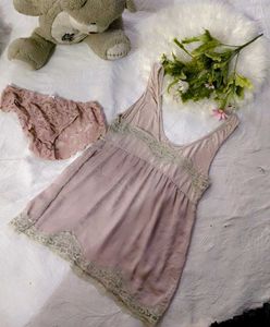 Elegant Lace Trim Nightgown with brief 👍