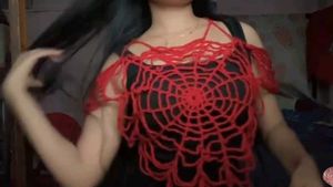 Red Spiderweb Crochet Top