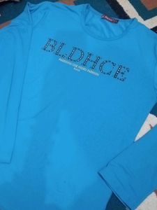 Blue Graphic Long Sleeve T-Shirt