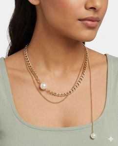 Layered Chain Pearl Necklace