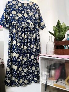 Libas Blue Printed Cotton Anarkali Kurta Set