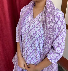 Lavender Printed Kurta Set