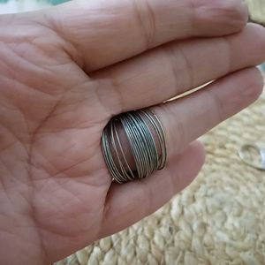 Oxidized Silver Colour Statement Ring