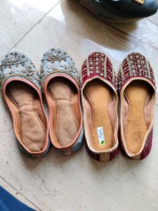 Embellished  Handwork Juttis - Set of 2 Pairs