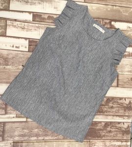 Korea Grey Flutter Sleeve Top