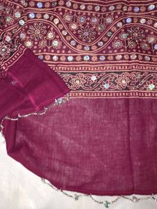 Embroidered Maroon dupatta