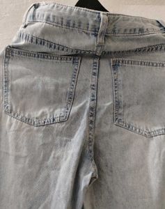 Light Wash Wide Leg Jeans with Slit
