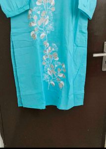 Aqua Blue Embroidered Kurta