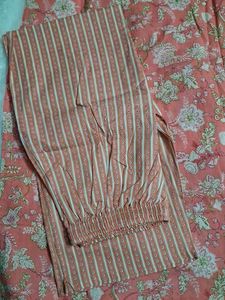 Floral Print Kurta  set with Lace Details