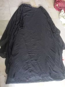 Elegant Black Abaya with Pearl Embellishments