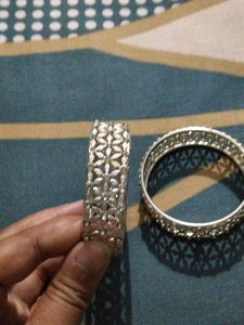 Elegant Silver Filigree Bangles (Pair)