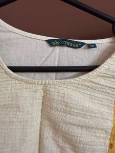 Chic Cotton Kurta with Yellow Accents
