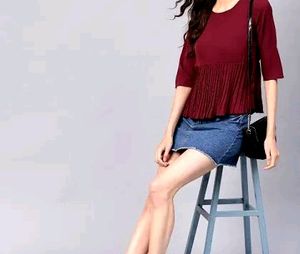 Maroon Cotton Top Office Wear