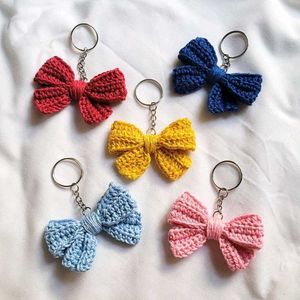 Red Crochet Bow Keychain
