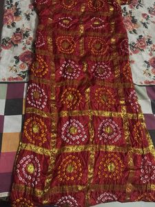 Beautiful Red Bandhani Banarsi kurti