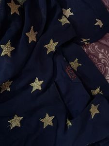 Navy Blue Star Print Kurta Set