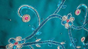 Stunning Teal Saree with Embellishments