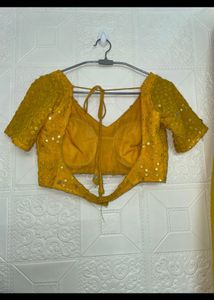 Yellow Sequined Blouse &amp; Skirt Set