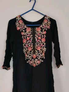 Embroidered Black Kurta