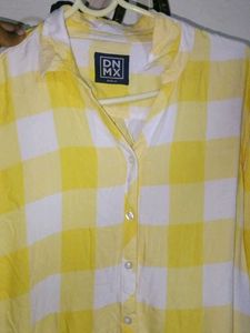 Yellow Checkered Button-Up Shirt