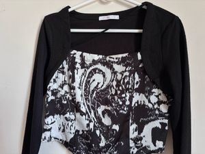 Chic Black &amp; White Pattern Dress