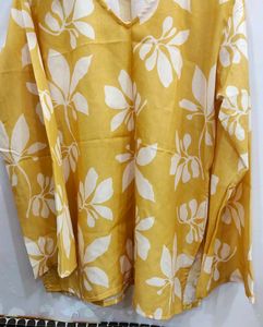 Yellow Floral Print Tunic Top