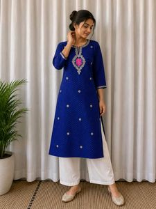 Combo Beautiful Blue Embroidered Kurta with tauser