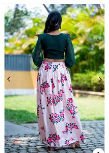 Stylish Green Embroidered Blouse with lower 2pc L