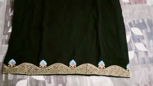 Beautiful Sky Blue and black partywear suit set