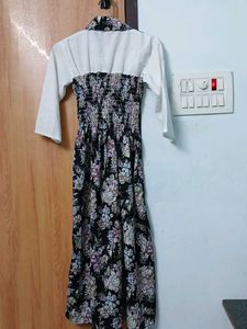 Floral Print Midi Dress with attached White Shirt