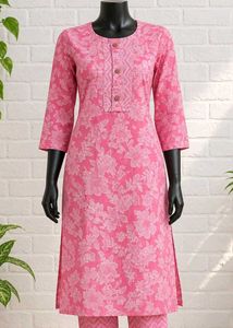 Pink Floral Kurta Set